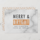 メリーで及び明るく幾何学的な銅および大理石の休日 シーズンカード (正面/裏面)