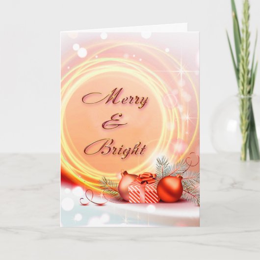 メリーで及び明るく赤く黄色いお祝いのクリスマス シーズンカード (正面)