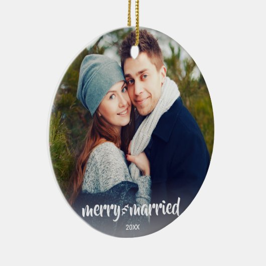 メリーで及び結婚したで粋な写真の休日のクリスマス セラミックオーナメント (右)