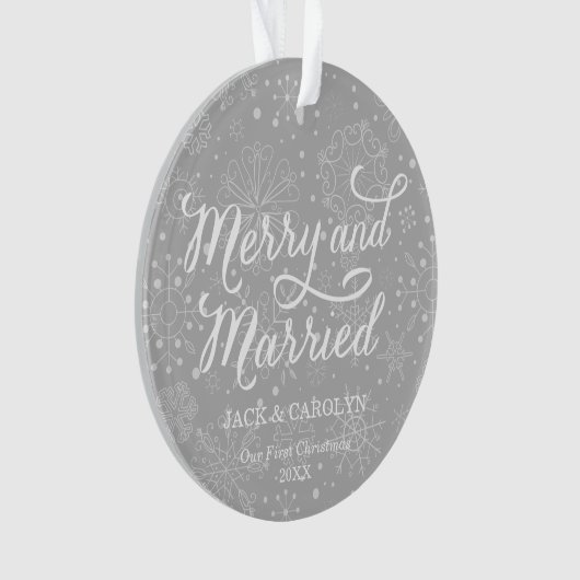 メリーで及び結婚したな初めてのクリスマスの写真のオーナメント オーナメント (正面)