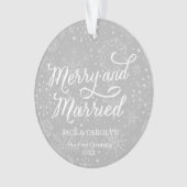 メリーで及び結婚したな初めてのクリスマスの写真のオーナメント オーナメント (正面)