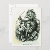メリーで古いサンタクロース シーズンポストカード (正面/裏面)