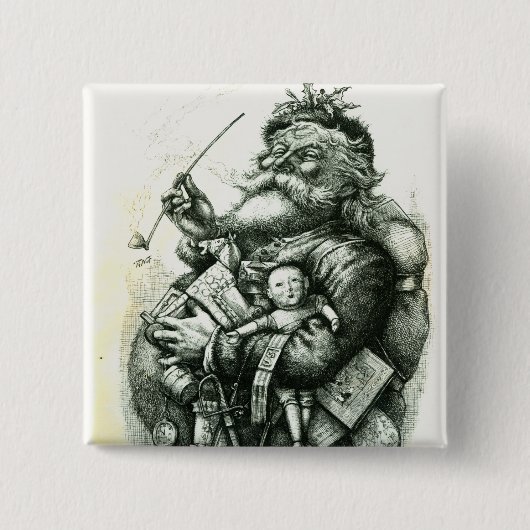 メリーで古いサンタクロース 缶バッジ (正面)