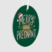 メリーで妊娠中のクリスマス 妊娠発表 オーナメント (正面)