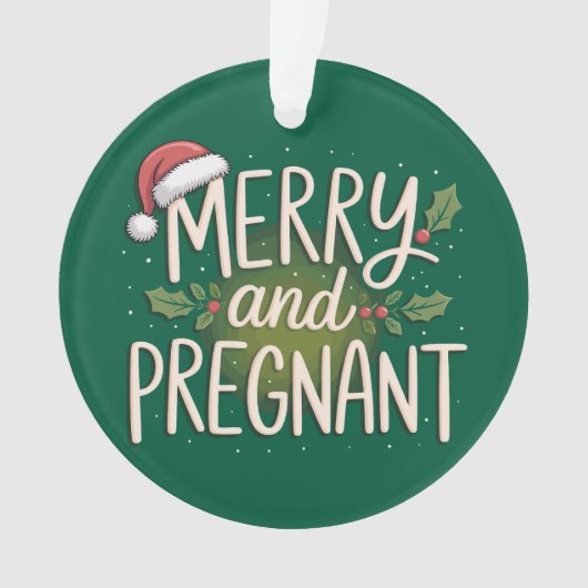 メリーで妊娠中のクリスマス 妊娠発表 オーナメント (正面)