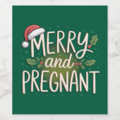 メリーで妊娠中のクリスマス 妊娠発表 ワインラベル (シングルラベル)