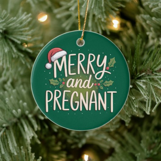 メリーで妊婦のクリスマス 妊娠の発表 セラミックオーナメント (ツリー)
