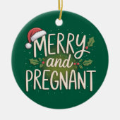 メリーで妊婦のクリスマス 妊娠の発表 セラミックオーナメント (正面)