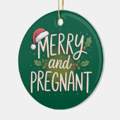 メリーで妊婦のクリスマス 妊娠の発表 セラミックオーナメント (左)