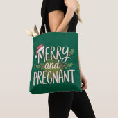 メリーで妊婦のクリスマス 妊娠の発表 トートバッグ (クローズアップ)
