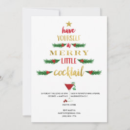 メリーで小さいカクテルのクリスマスのパーティの招待状 招待状