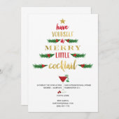 メリーで小さいカクテルのクリスマスのパーティの招待状 招待状 (正面/裏面)