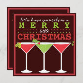 メリーで小さいクリスマスのカクテルのパーティの招待状 招待状 (正面/裏面)