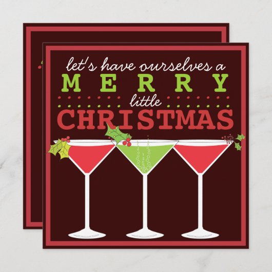 メリーで小さいクリスマスのカクテルのパーティの招待状 招待状 (正面/裏面)