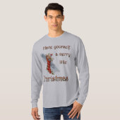 メリーで小さいクリスマスのストッキング Tシャツ (正面フル)