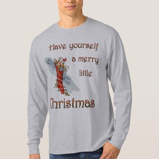 メリーで小さいクリスマスのストッキング Tシャツ (正面)