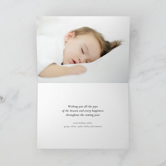 メリーで小さいクリスマスのモダンな休日の写真カード シーズンカード (内部)