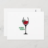 メリーで小さいクリスマスのワイングラスの郵便はがき(緑) シーズンポストカード (正面/裏面)