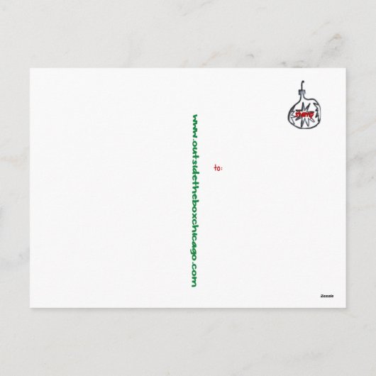 メリーで小さいクリスマスのワイングラスの郵便はがき(緑) シーズンポストカード (裏面)