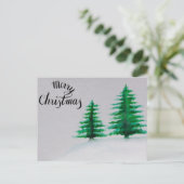 メリーで幸せなクリスマスの水彩画クリスマス シーズンポストカード (スタンド正面)