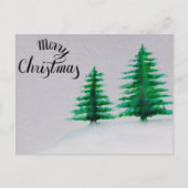 メリーで幸せなクリスマスの水彩画クリスマス シーズンポストカード (正面)