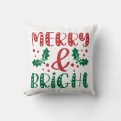 メリーで明るい赤と緑のヒイラギのクリスマス クッション (正面)