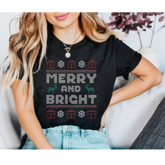 メリーで明るい醜いクリスマスシャツ Tシャツ