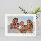 メリーで ブライト フォト 現代家族 カラフル 箔シーズンカード (立ち正面)