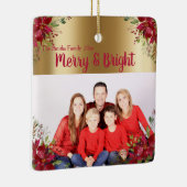 メリーで、明るいクリスマスのバーガンディの写真の休日 セラミックオーナメント (右)