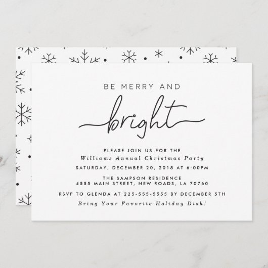 メリーで、明るいクリスマスのパーティの招待状 招待状 (正面/裏面)