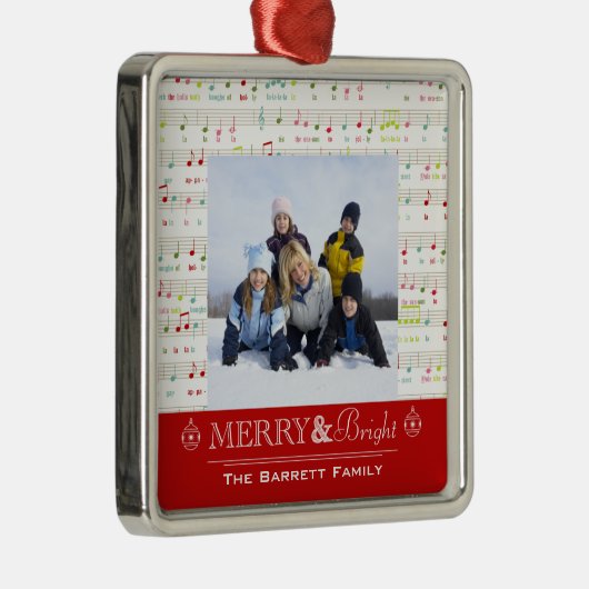 メリーで、明るいクリスマスの家族写真のオーナメント メタルオーナメント (右)