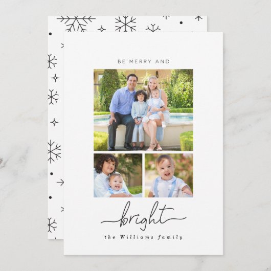 メリーで、明るい写真のコラージュのクリスマスカードがあって下さい シーズンカード (正面/裏面)