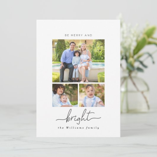 メリーで、明るい写真のコラージュのクリスマスカードがあって下さい シーズンカード (スタンド正面)