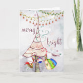 メリーで、明るい妖精のクリスマスツリーの休日 シーズンカード (正面)