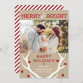 メリーで、明るい枝角のクリスマスカード シーズンカード (正面/裏面)