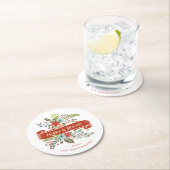 メリーで、明るい花のクリスマスのカクテルのコースター ラウンドペーパーコースター (インサイチュ)