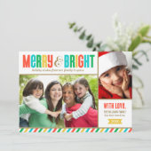 メリーで、明るい|はっきりしたな色およびストライプな写真 シーズンカード (スタンド正面)