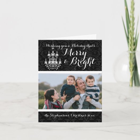 メリーで、明るく黒いシャンデリアの休日 シーズンカード (正面)
