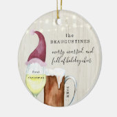 メリーで、結婚したな初めてのクリスマスビール及びワイン セラミックオーナメント (左)