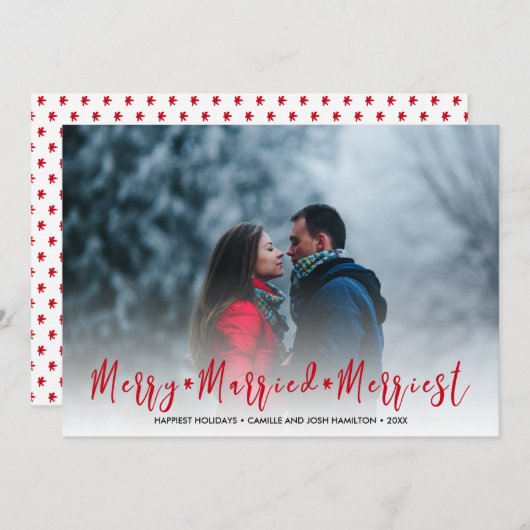 メリーで、結婚したな、メリークリスマスの休日の写真 シーズンカード (正面/裏面)