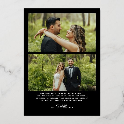 メリーと結婚した3枚の写真クリスマス 箔シーズンカード (裏面)