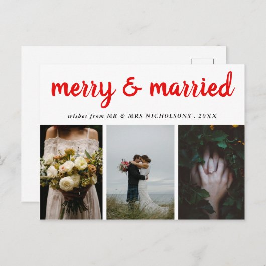 メリーと結婚した |赤い台本の祝日の写真 シーズンポストカード (正面/裏面)