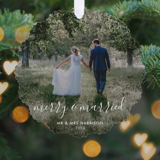 メリーと結婚した | Newleywedsクリスマスフォト オーナメントカード