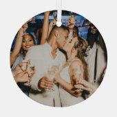 メリーと結婚した | Newleywedsクリスマスフォト ガラスオーナメント (裏面)