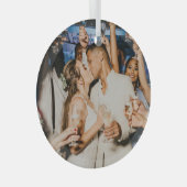 メリーと結婚した | Newleywedsクリスマスフォト ガラスオーナメント (正面右)