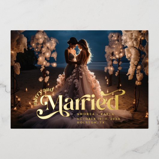 メリーと結婚したSwirl Holidayの結婚写真 箔シーズンカード (正面)