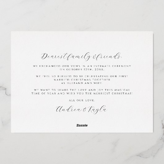 メリーと結婚したSwirl Holidayの結婚写真 箔シーズンカード (裏面)