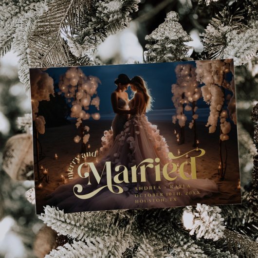 メリーと結婚したSwirl Holidayの結婚写真 箔シーズンカード