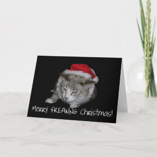 メリーなひどく神経質になるクリスマス脂肪質猫のクリスマスカード シーズンカード