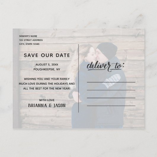 メリーなキスは願いを救います日付の写真を暖めます 案内ポストカード (裏面)